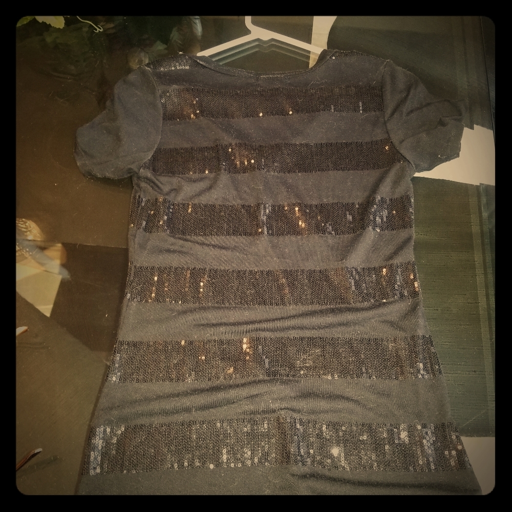 Black sequin striped tshirt
